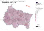 Vignette Image 2 : En janvier 2025 dans le Grand Est, le nombre de jour de vent fort est compris entre 4 et 16 jours en plaine et proche des 20 jours sur les crêtes vosgiennes. 