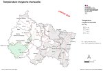 Vignette Image 5 : La carte pr&eacute;sente la temp&eacute;rature moyenne mensuelle du mois de janvier 2026 dans la r&eacute;gion Grand-Est. On distingue deux grandes zones : une partie la plus froide, o&ugrave; la moyenne avoisinne les 0 degr&eacute;s Celsius &agrave; l'est d'un axe Metz-Chaumont. A l'ouest de cet axe, la moyenne est au dessus de deux degr&eacute;s Celsius et m&ecirc;me sup&eacute;rieure &agrave; quatre degr&eacute;s dans l'Aube. 