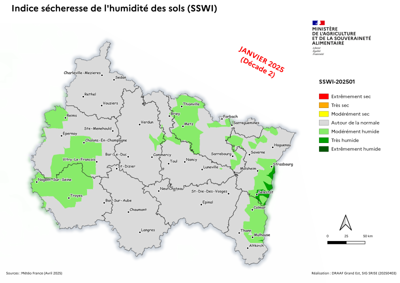 Image 2 : Indice sécheresse de l'humidité des sols - Janvier 2025 - décade 2