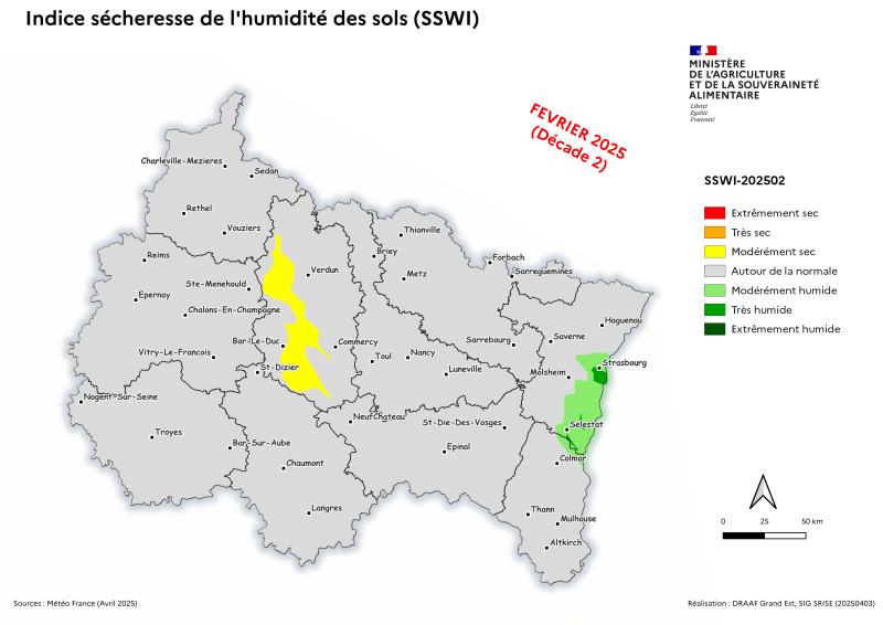 Image 2 : Indice sécheresse de l'humidité des sols - février 2025 - décade 2