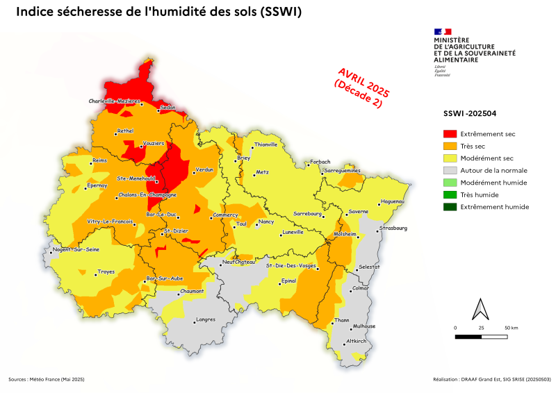 Image 2 : Indice sécheresse de l'humidité des sols - avril 2025 - décade 2