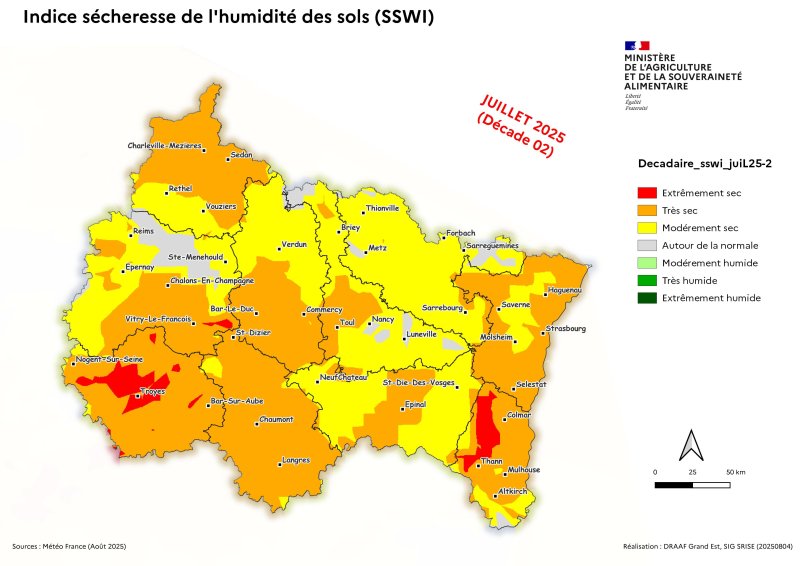 Image 2 : Indice sécheresse de l'humidité des sols - juillet 2025 - décade 2