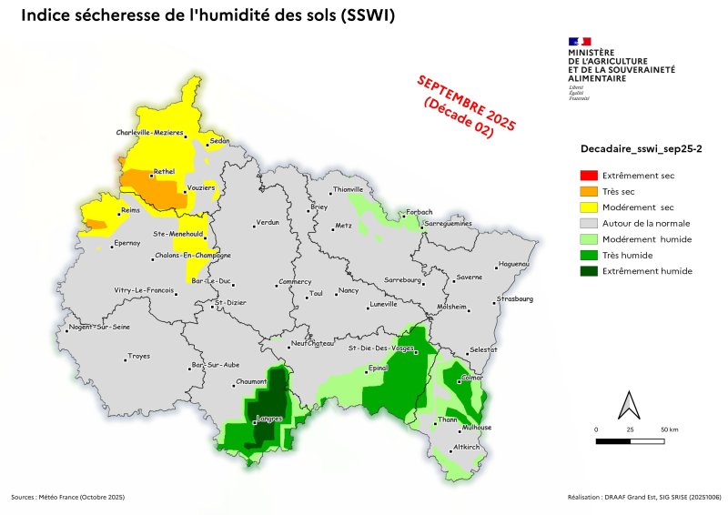 Image 2 : Indice sécheresse de l'humidité des sols - septembre 2025 - décade 2
