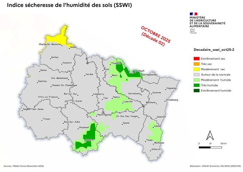 Image 2 : Indice sécheresse de l'humidité des sols - octobre 2025 - décade 2