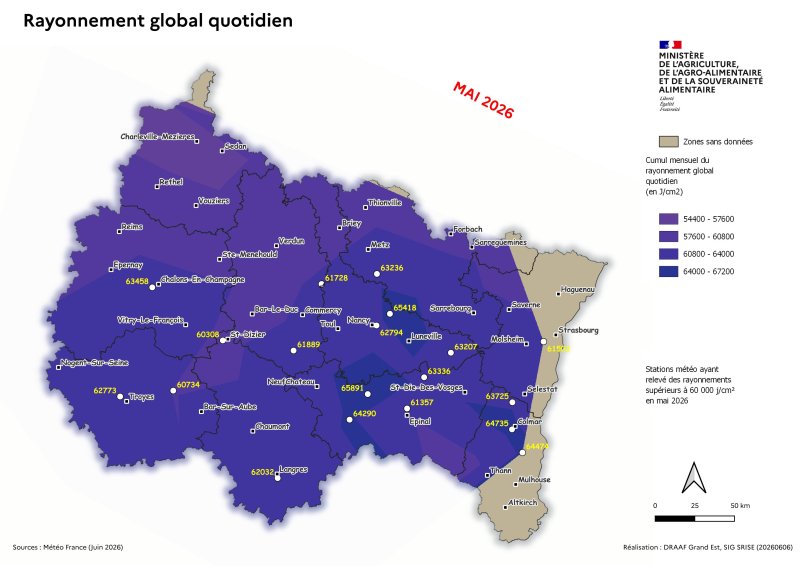 Image 9 : Cumul mensuel du rayonnement global quotidien - mai 2026