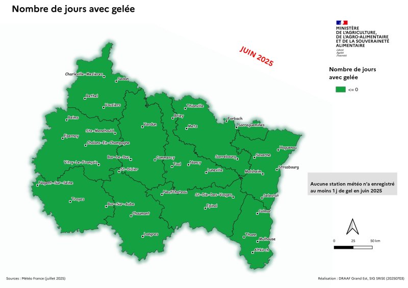 Image 7 : Nombre de jour avec gel&eacute;e - juin 2025