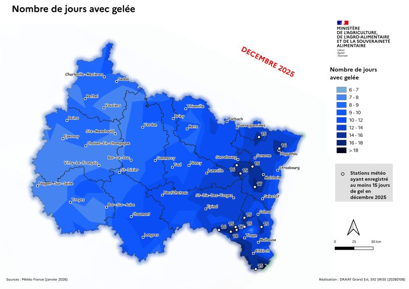 Image 2 : Nombre de jour avec gel&eacute;e - d&eacute;cembre 2025