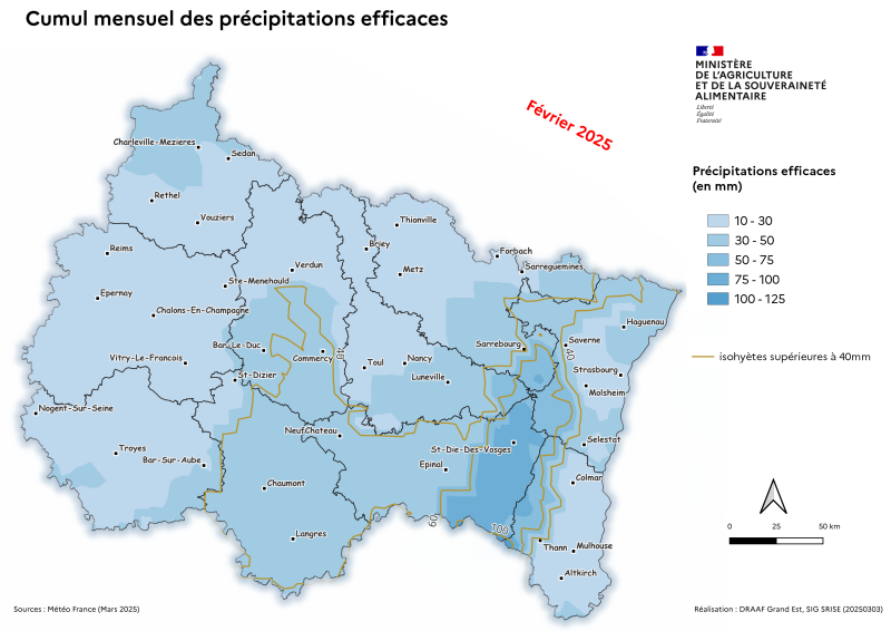 Image 3 : Précipitation efficace mensuelle - février 2025