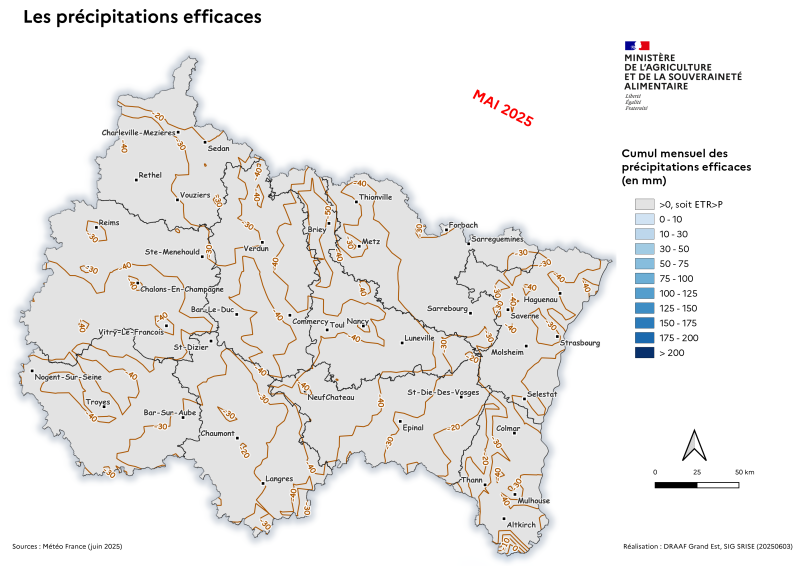Image 6 : Précipitation efficace mensuelle - mai 2025