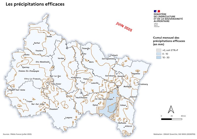 Image 7 : Précipitation efficace mensuelle - juin 2025