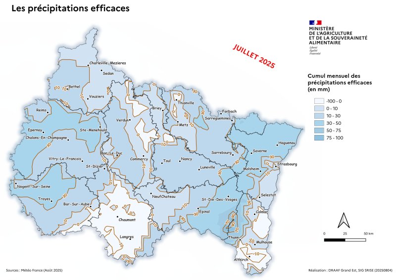 Image 3 : Précipitation efficace mensuelle - juillet 2025