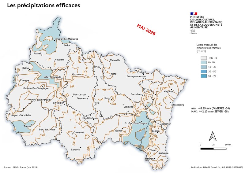 Image 9 : Pr&eacute;cipitation efficace mensuelle - mai 2026