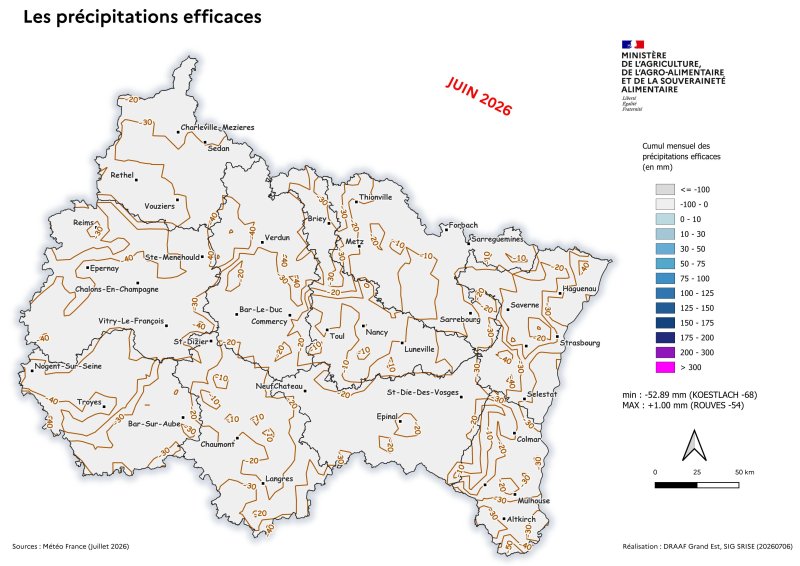 Image 6 : Pr&eacute;cipitation efficace mensuelle - juin 2026