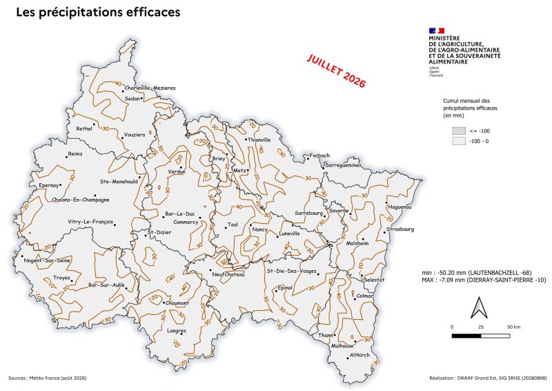 Image 7 : Pr&eacute;cipitation efficace mensuelle - juillet 2026