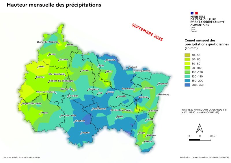 Image 5 : Hauteur mensuelle des précipitations - septembre 2025