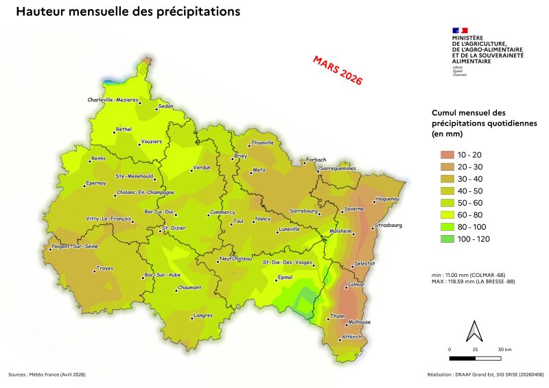 Image 7 : Hauteur mensuelle des pr&eacute;cipitations - mars