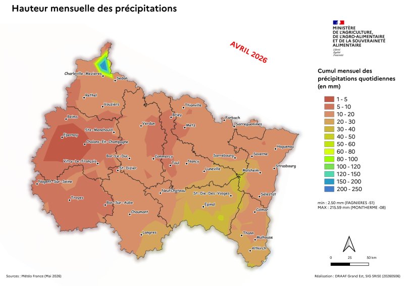 Image 8 : Hauteur mensuelle des pr&eacute;cipitations - avril 2026