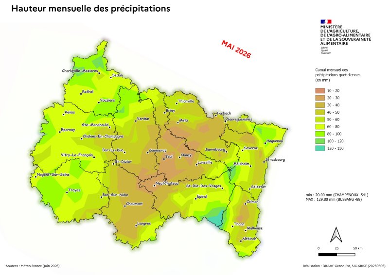 Image 9 : Hauteur mensuelle des pr&eacute;cipitations - mai 2026