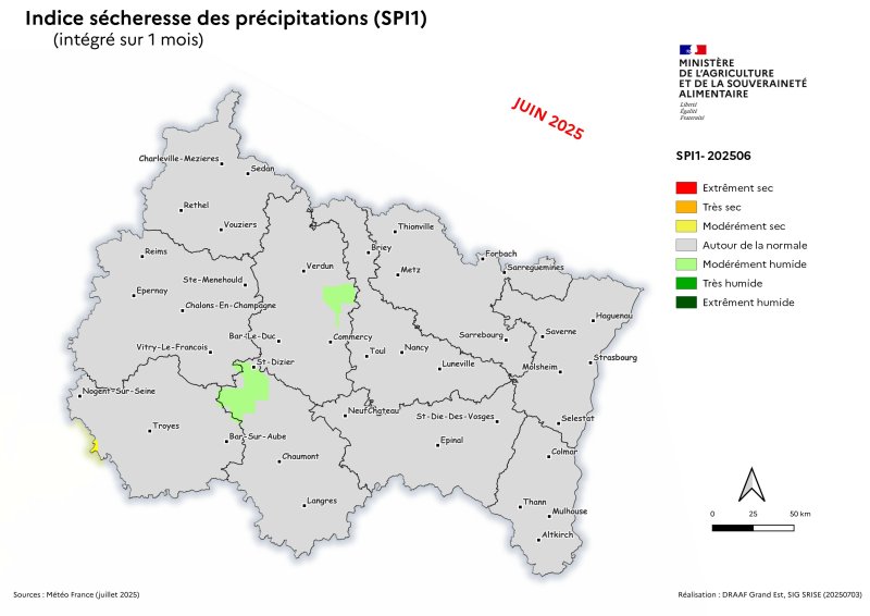 Image 2 : Indice sécheresse des précipitations - juin 2025