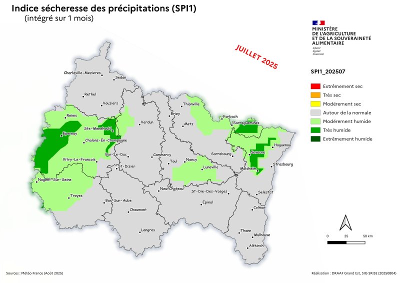 Image 3 : Indice sécheresse des précipitations - juillet 2025