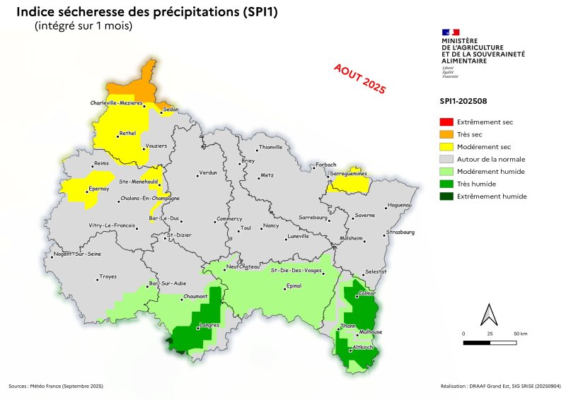 Image 4 : Indice sécheresse des précipitations - août 2025