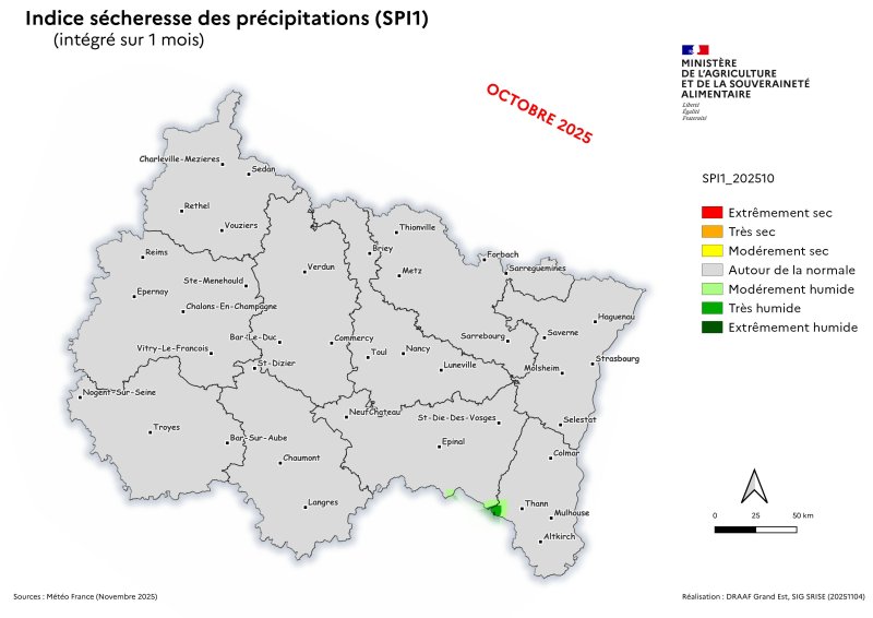 Image 6 : Indice sécheresse des précipitations - octobre 2025