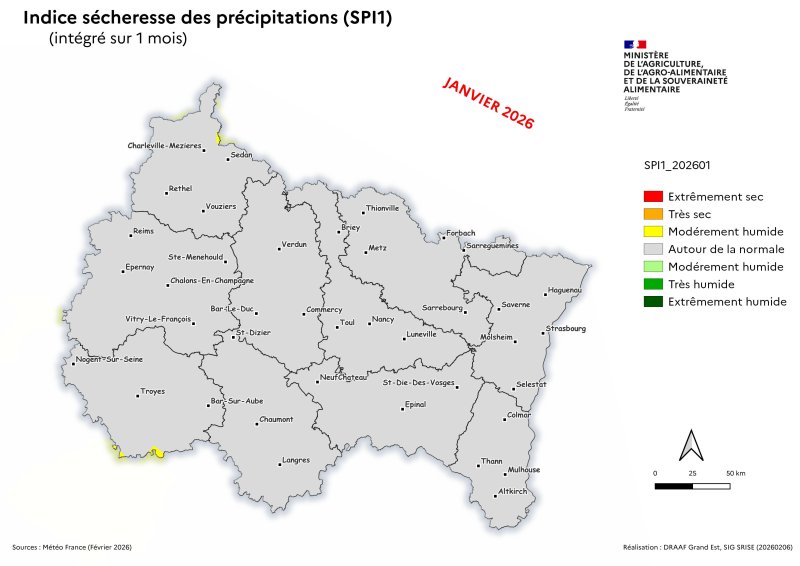 Image 5 : Indice s&eacute;cheresse des pr&eacute;cipitations - janvier 2026