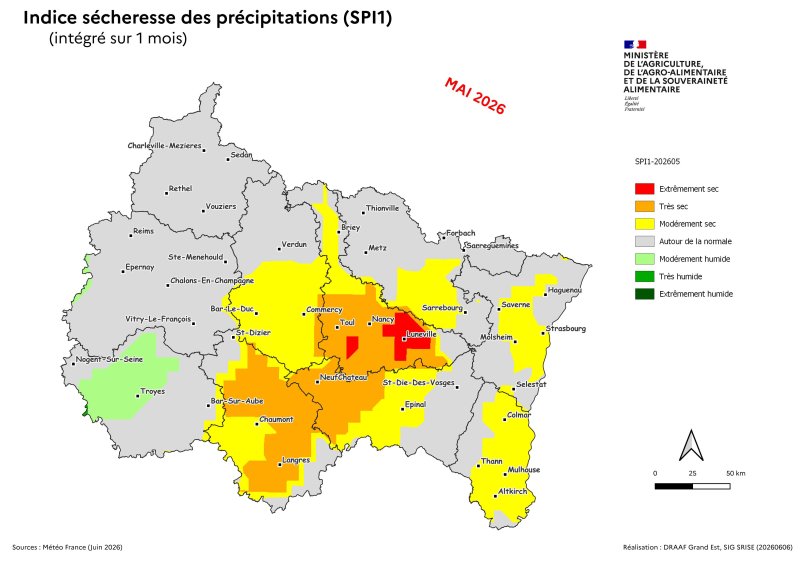 Image 9 : Indice s&eacute;cheresse des pr&eacute;cipitations - mai 2026