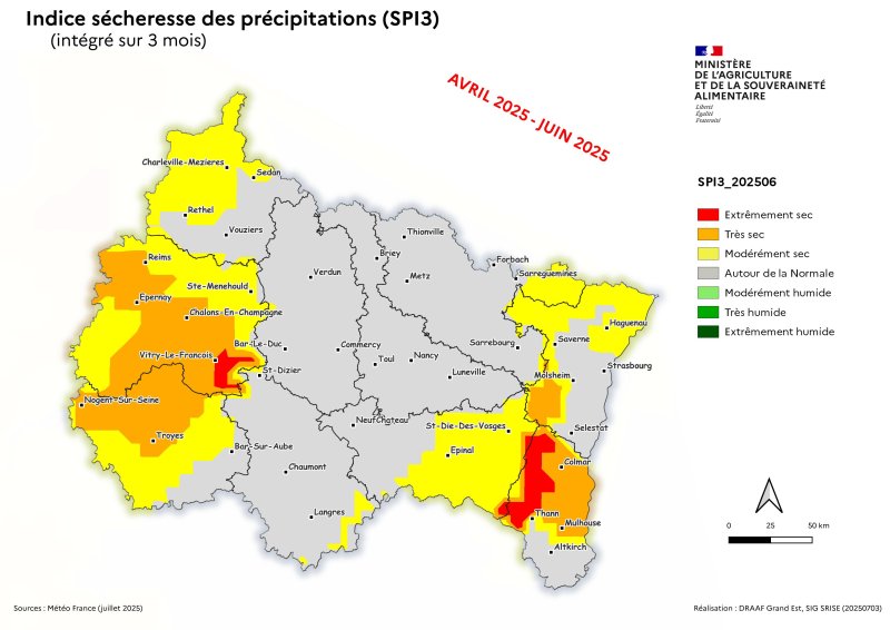 Image 2 : Indice sécheresse des précipitations - avril 2025 à juin 2025
