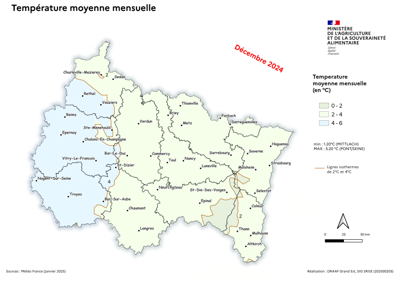 Image 1 : Température moyenne mensuelle - décembre 2024