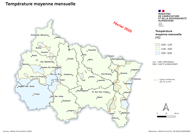 Image 3 : Température moyenne mensuelle - février 2025