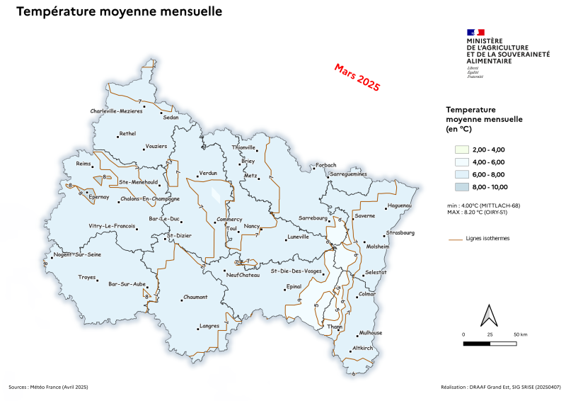 Image 4 : Température moyenne mensuelle - mars 2025