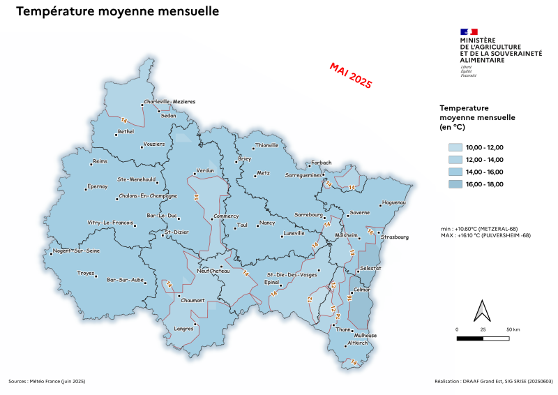 Image 6 : Température moyenne mensuelle - mai 2025