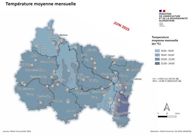 Image 7 : Température moyenne mensuelle - juin 2025