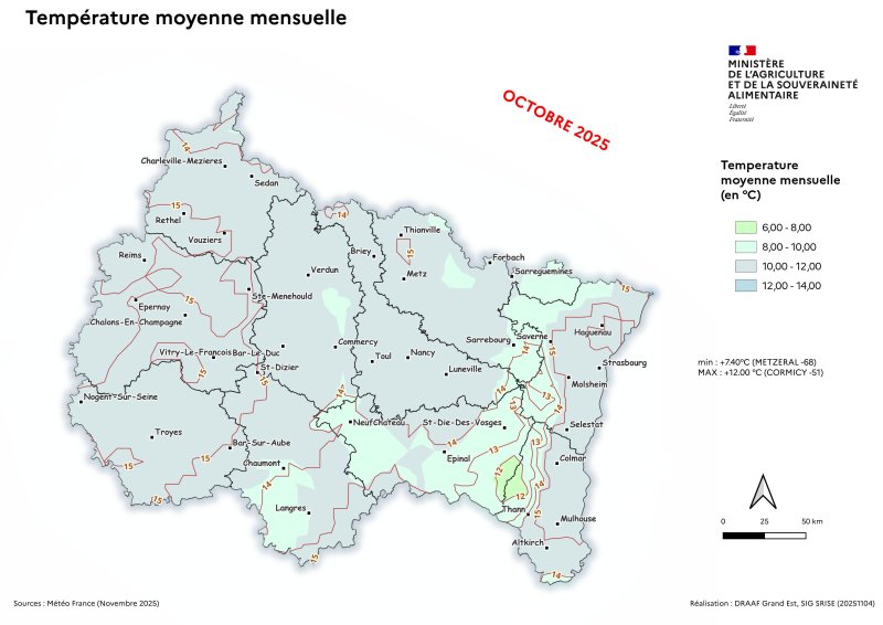 Image 6 : Température moyenne mensuelle - octobre 2025