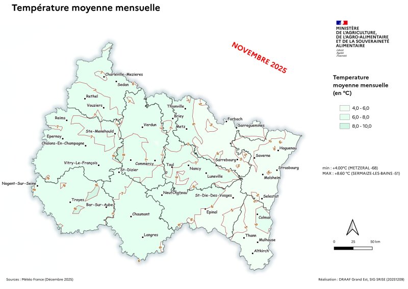 Image 7 : Temp&eacute;rature moyenne mensuelle - novembre 2025