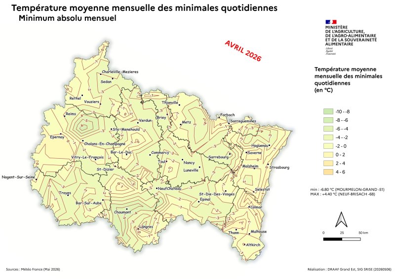 Image 8 : Temp&eacute;ratures minimales absolu quotidien - avril 2026