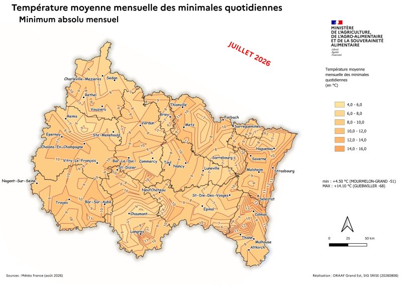 Image 7 : Temp&eacute;ratures minimales absolu quotidien - juillet 2026