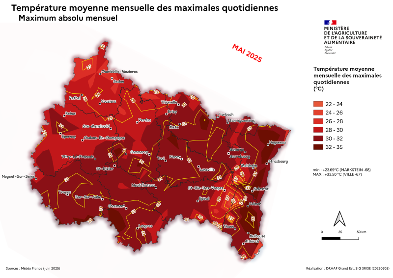 Image 6 : Températures maximales absolu quotidien - mai 2025