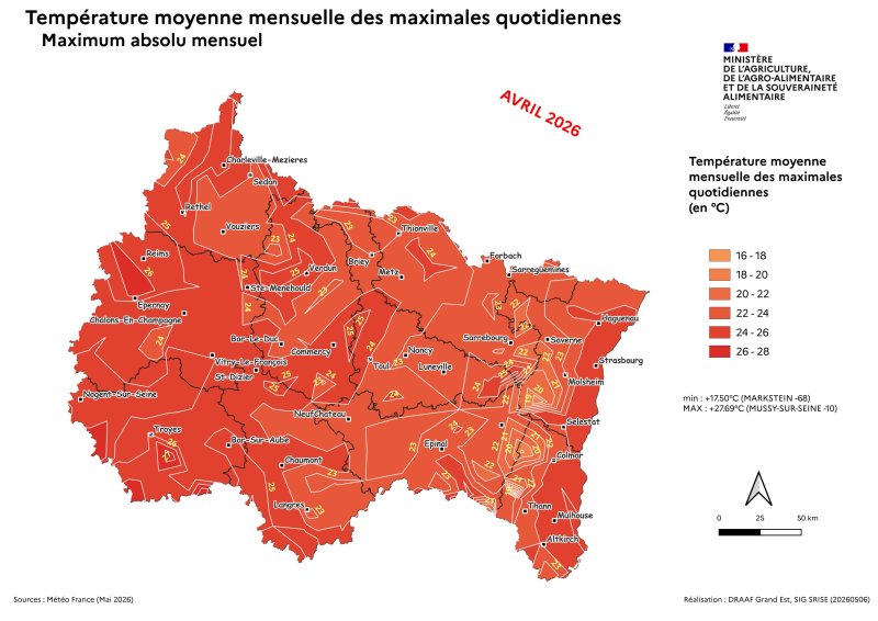 Image 8 : Temp&eacute;ratures maximales absolu quotidien - avril 2026