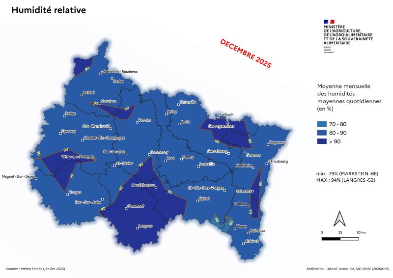 Image 4 : Moyenne mensuelle des humidit&eacute;s relatives quotidiennes - d&eacute;cembre 2025