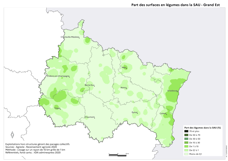 Le Bas-Rhin et le Sud-Ouest du Grand est ont le plus de surfaces en légumes dans la SAU