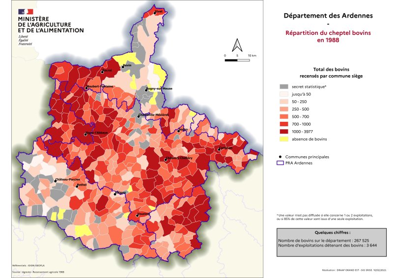 Image 1 : R&eacute;partition du cheptel bovins en 1988