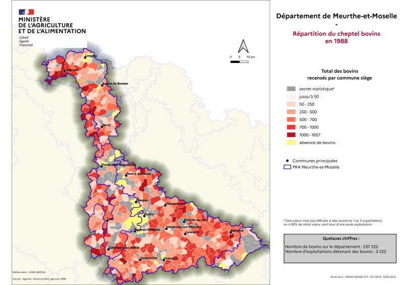 Image 1 : R&eacute;partition du cheptel bovins en 1988