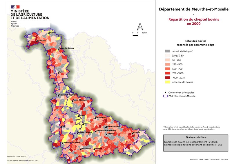 Image 2 : R&eacute;partition du cheptel bovins en 2000