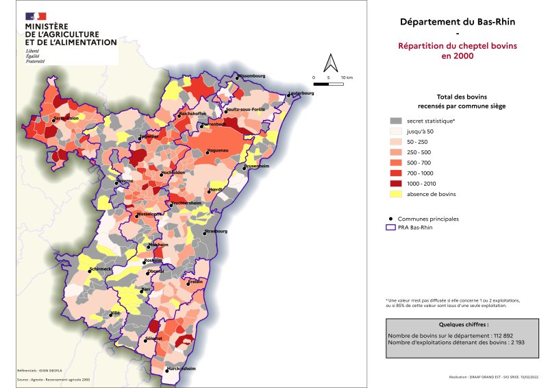 Image 2 : Répartition du cheptel bovins en 2000