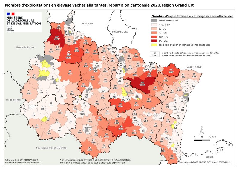 Image 4 : Nombre d'exploitations en élevage vaches allaitantes (RA 2020)