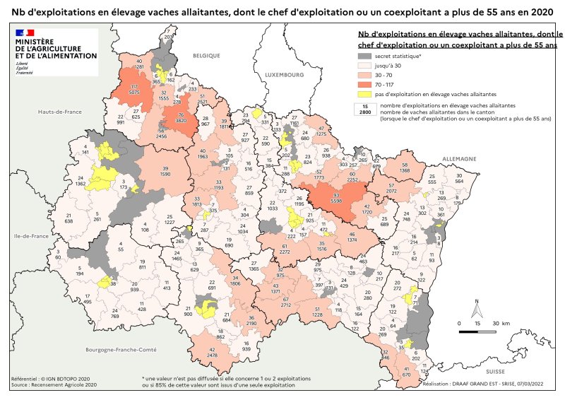 Image 5 : Nombre d'exploitations en élevage vaches allaitantes dont le chef d'exploitation a plus de 55 ans en 2020